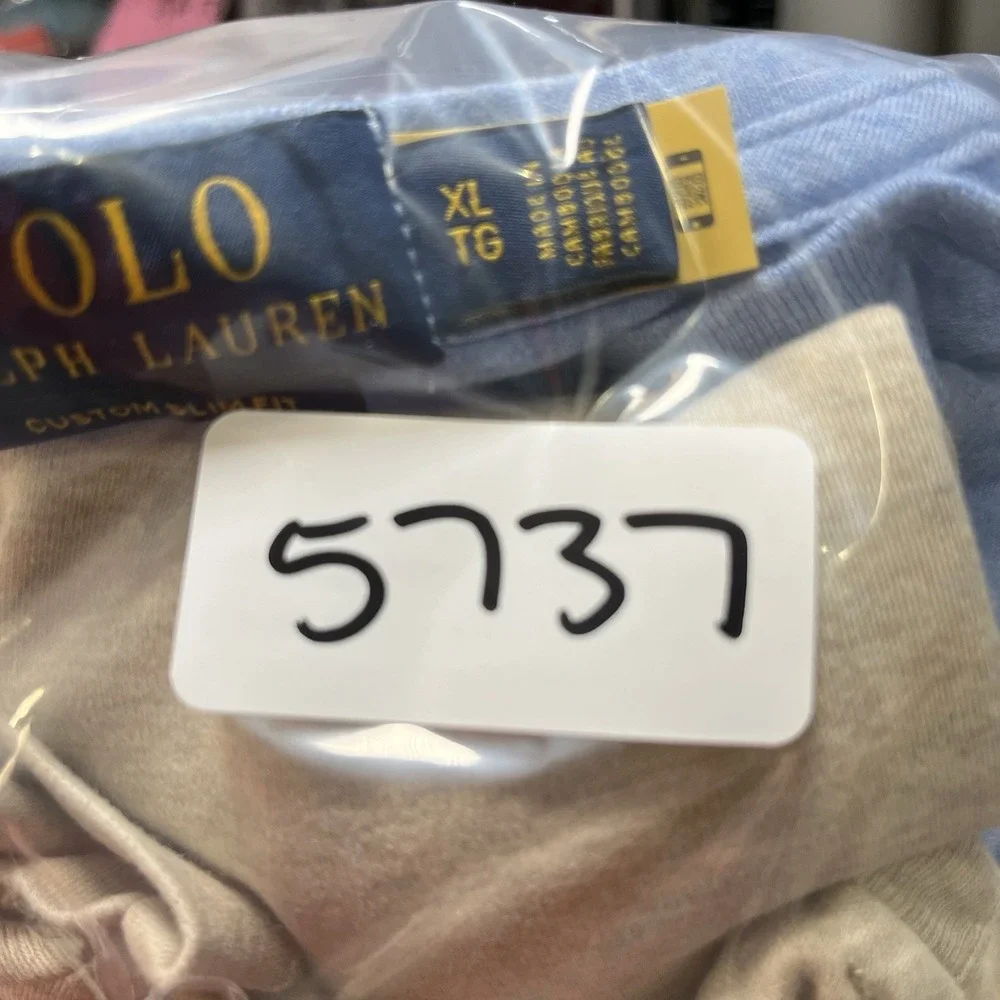 Polo Ralph Lauren Shirt Mens XL Lot Of 2 Beige Blue Custom Slim Fit Short Sleeve
